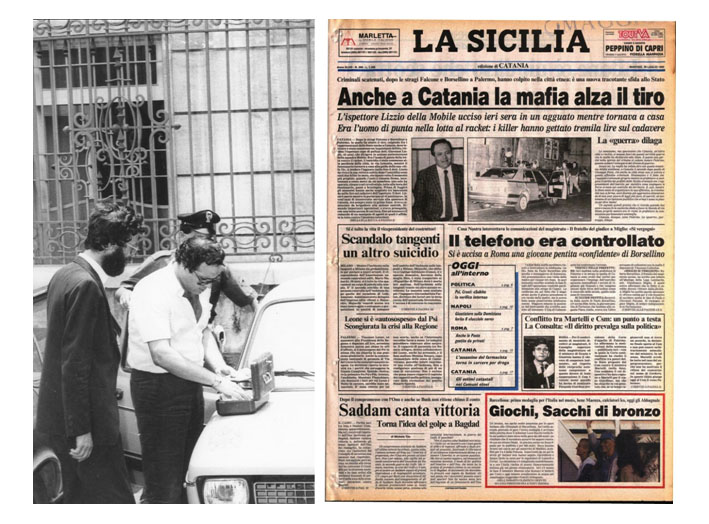 Salvo Bella con Giovanni Lizzio. La notizia dell'omicidio. Salvo Bella con Giovanni Lizzio. La notizia dell'omicidio.